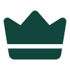 Green crown icon on black background.