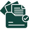 Folder with documents and a check mark.